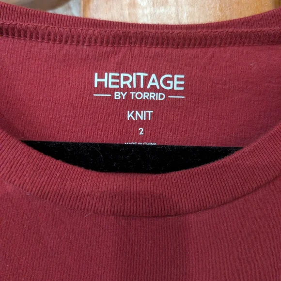 Torrid Maroon Muscle Tee with Floral Design - Picture 4 of 4